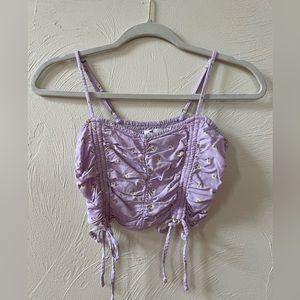 Hollister Purple Cropped Cinch Tank Top